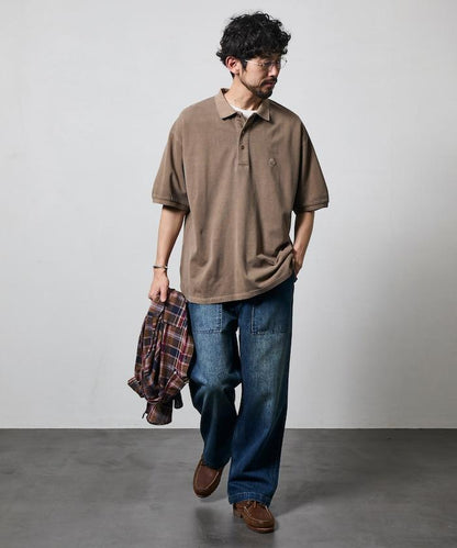 做舊工藝 寬鬆版型 點綴刺繡短袖 POLO衫
