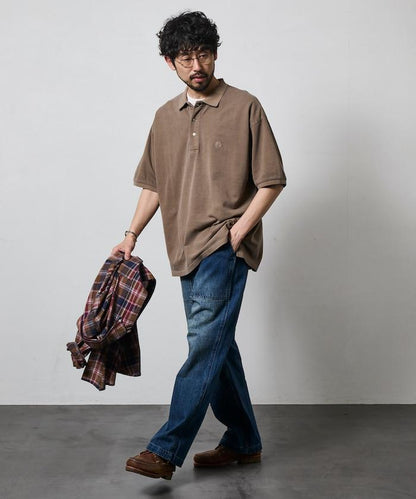 做舊工藝 寬鬆版型 點綴刺繡短袖 POLO衫