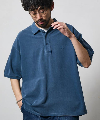 做舊工藝 寬鬆版型 點綴刺繡短袖 POLO衫