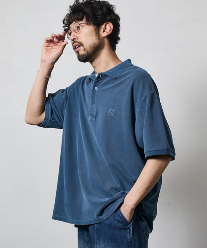 做舊工藝 寬鬆版型 點綴刺繡短袖 POLO衫