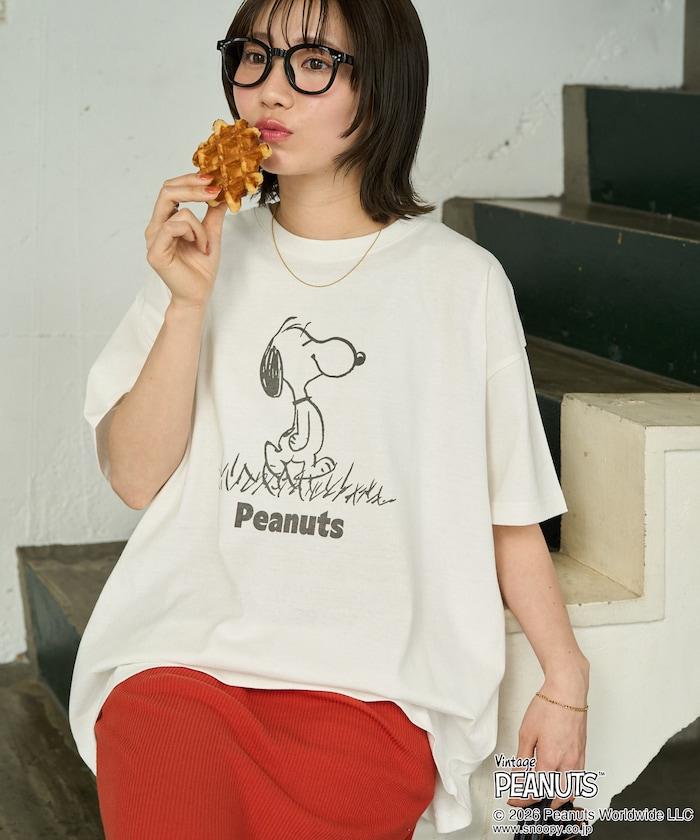 PEANUTS（花生漫畫） 前後單格印花 短袖T恤