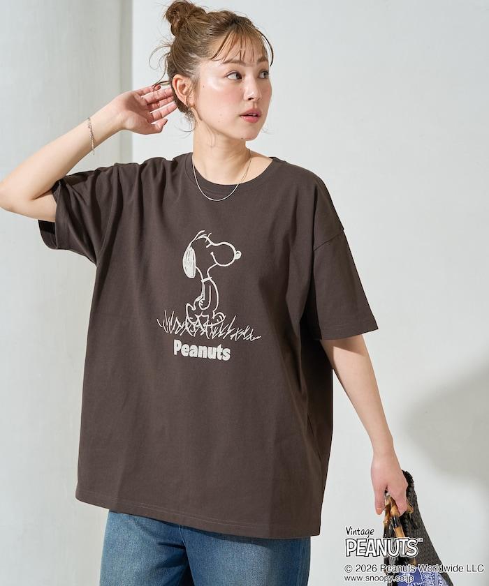 PEANUTS（花生漫畫） 前後單格印花 短袖T恤