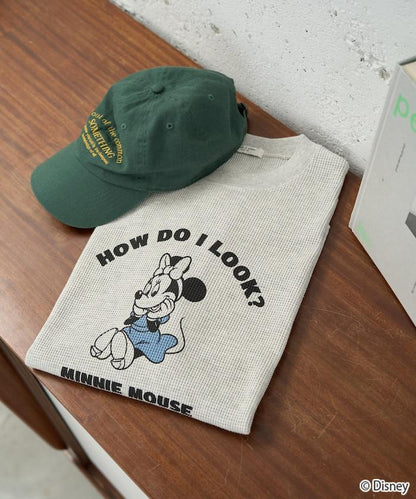 聯名 Mickey＆Minnie 華夫格印花短袖T恤