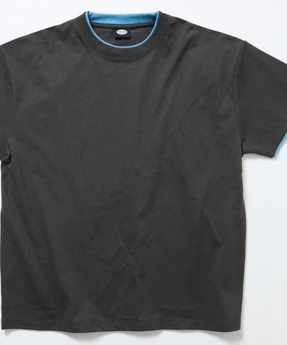 配色假兩件寬鬆圓領T恤