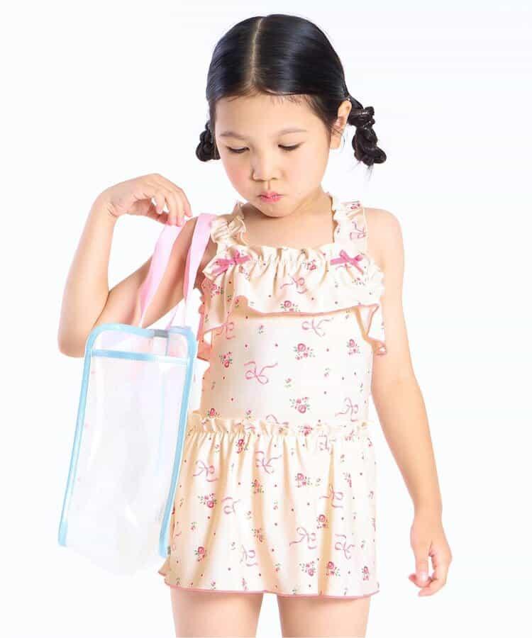 UV防護 連體 蝴蝶結小花滿印 泳衣