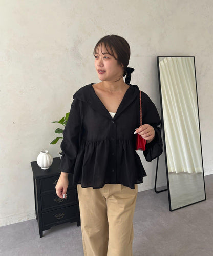 SAPON 透視金屬吊飾連帽襯衫