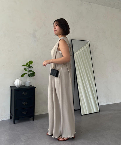 SAPON 前後2WAY剪裁褶皺連衣裙