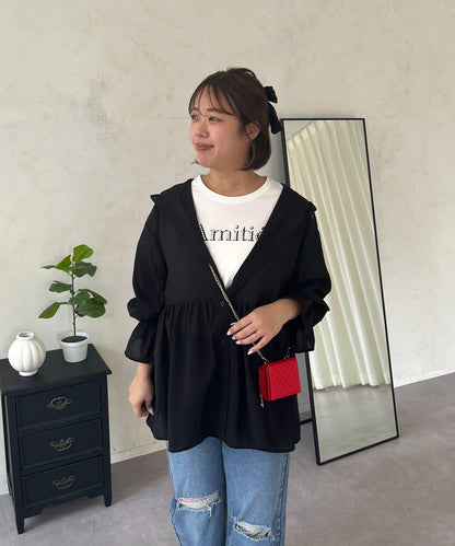 SAPON 透視金屬吊飾連帽襯衫