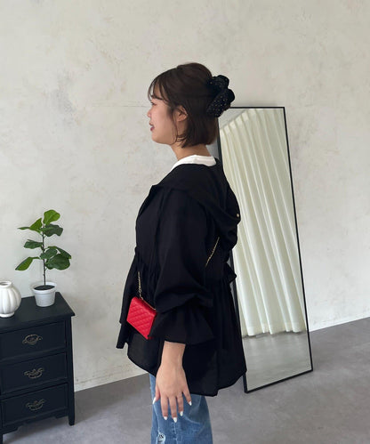 SAPON 透視金屬吊飾連帽襯衫