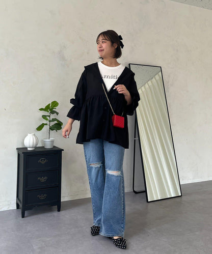 SAPON 透視金屬吊飾連帽襯衫