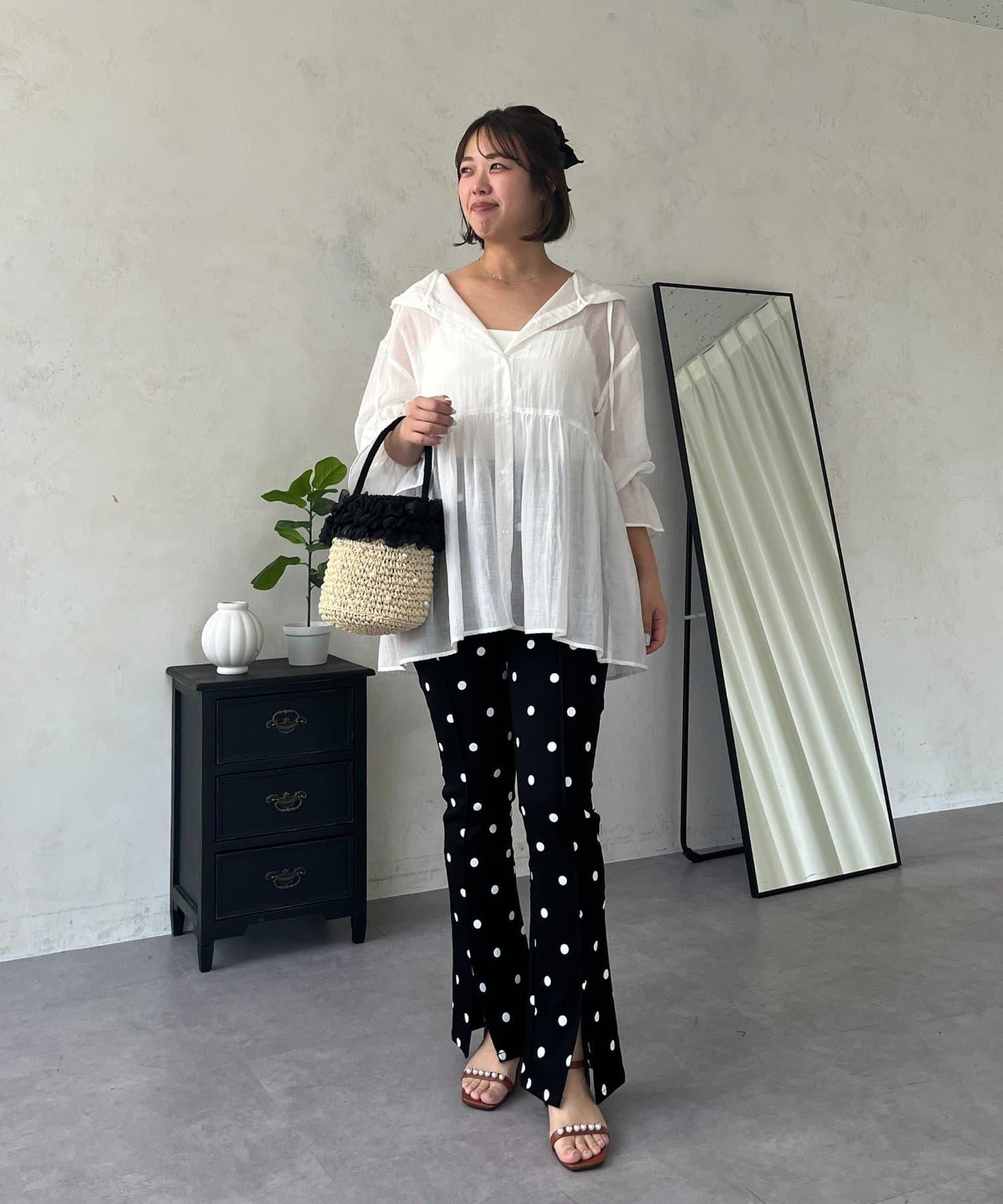 SAPON 透視金屬吊飾連帽襯衫