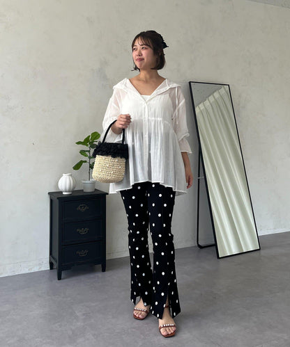 SAPON 透視金屬吊飾連帽襯衫