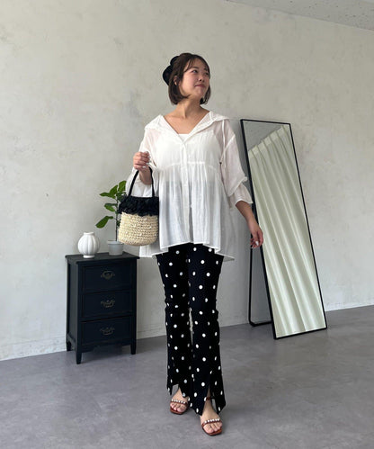 SAPON 透視金屬吊飾連帽襯衫