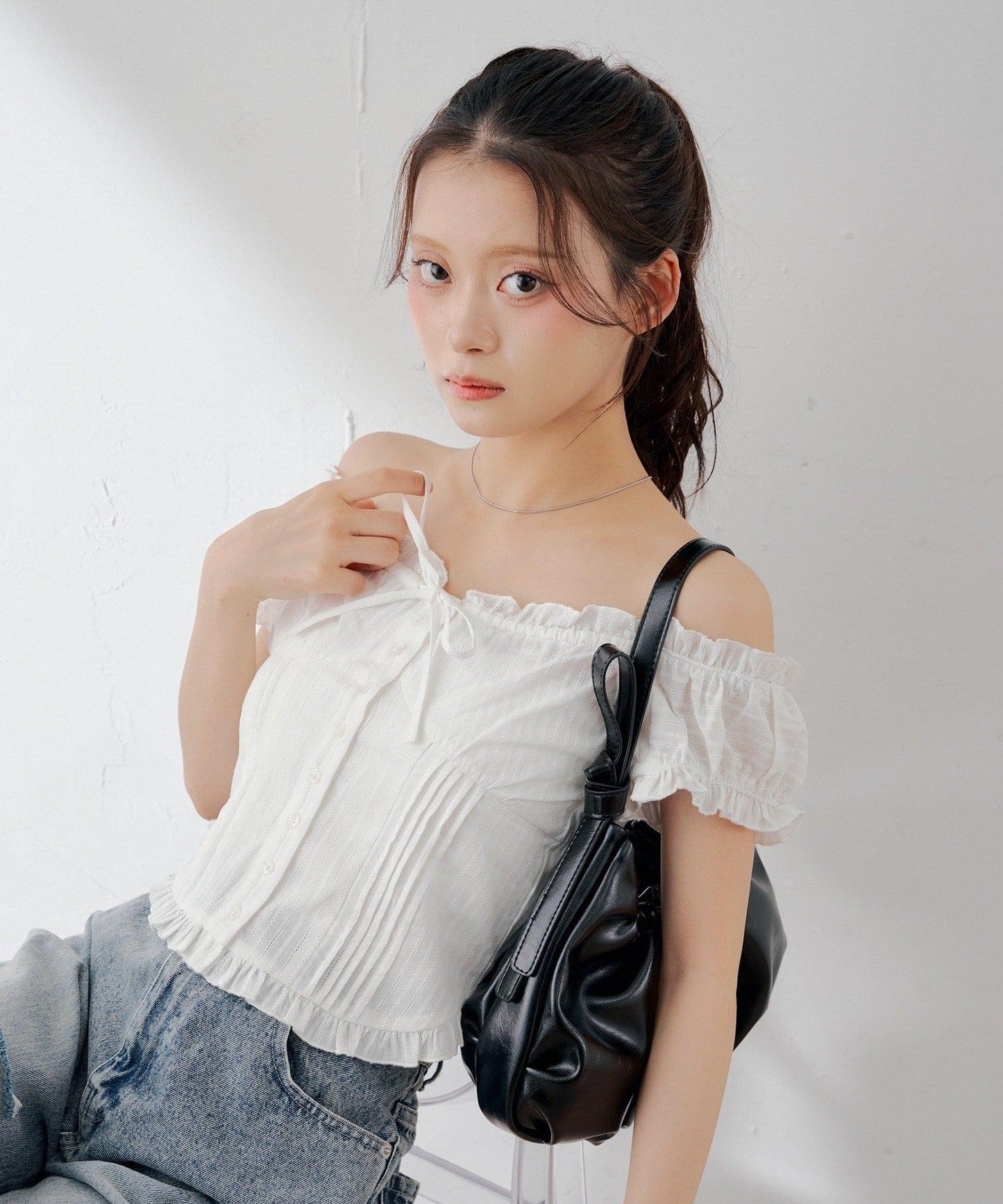 棉蕾絲無袖襯衫