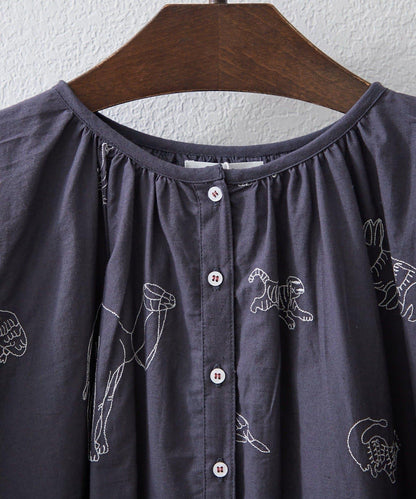 復刻 India Series 動物刺繡 前開襟 連衣裙