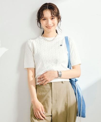 FR刺繡麻花紋短袖套頭針織衫（網絡限定・人氣系列）
