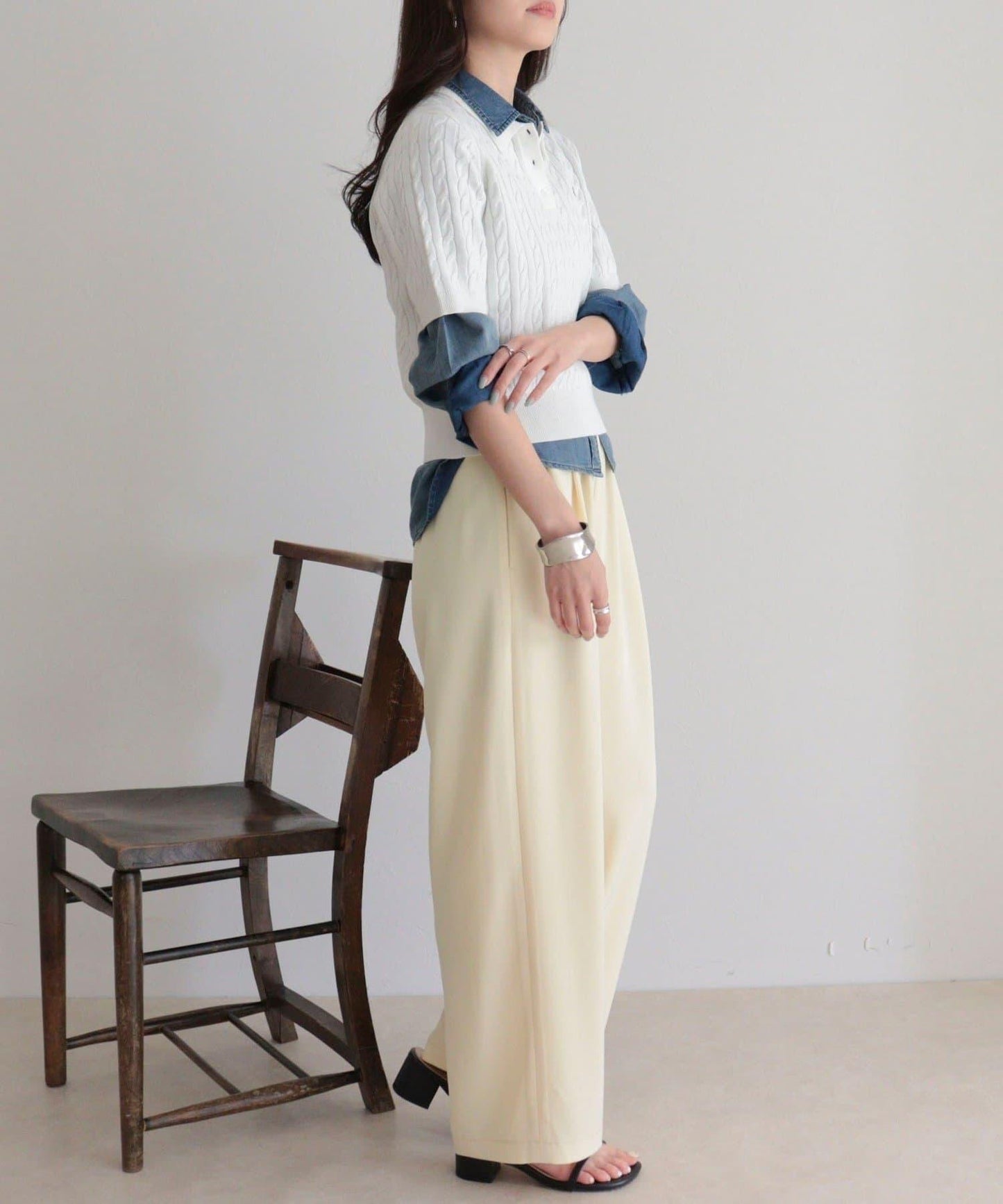 FR刺繡 麻花紋 短袖Polo領 針織套頭上衣