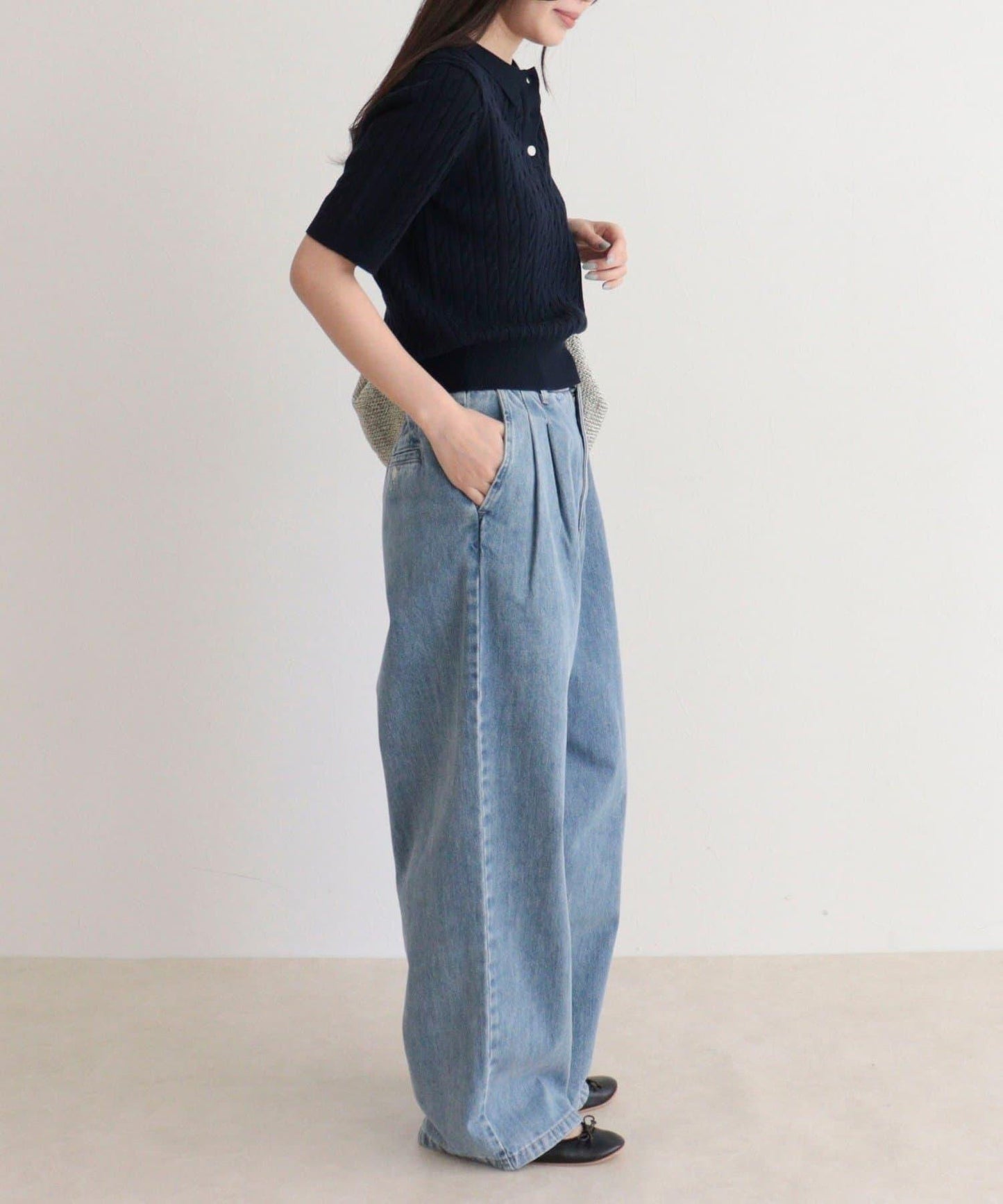 FR刺繡 麻花紋 短袖Polo領 針織套頭上衣