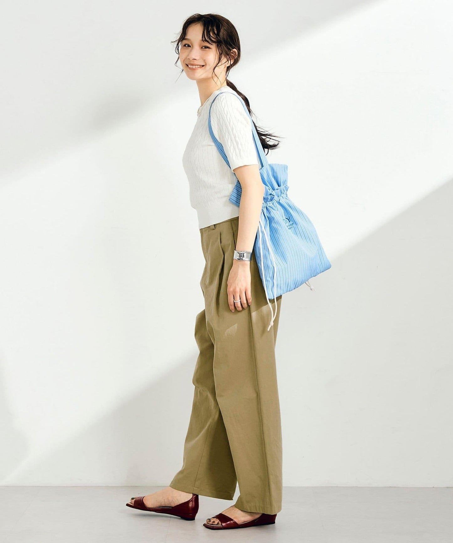 FR刺繡麻花紋短袖套頭針織衫（網絡限定・人氣系列）