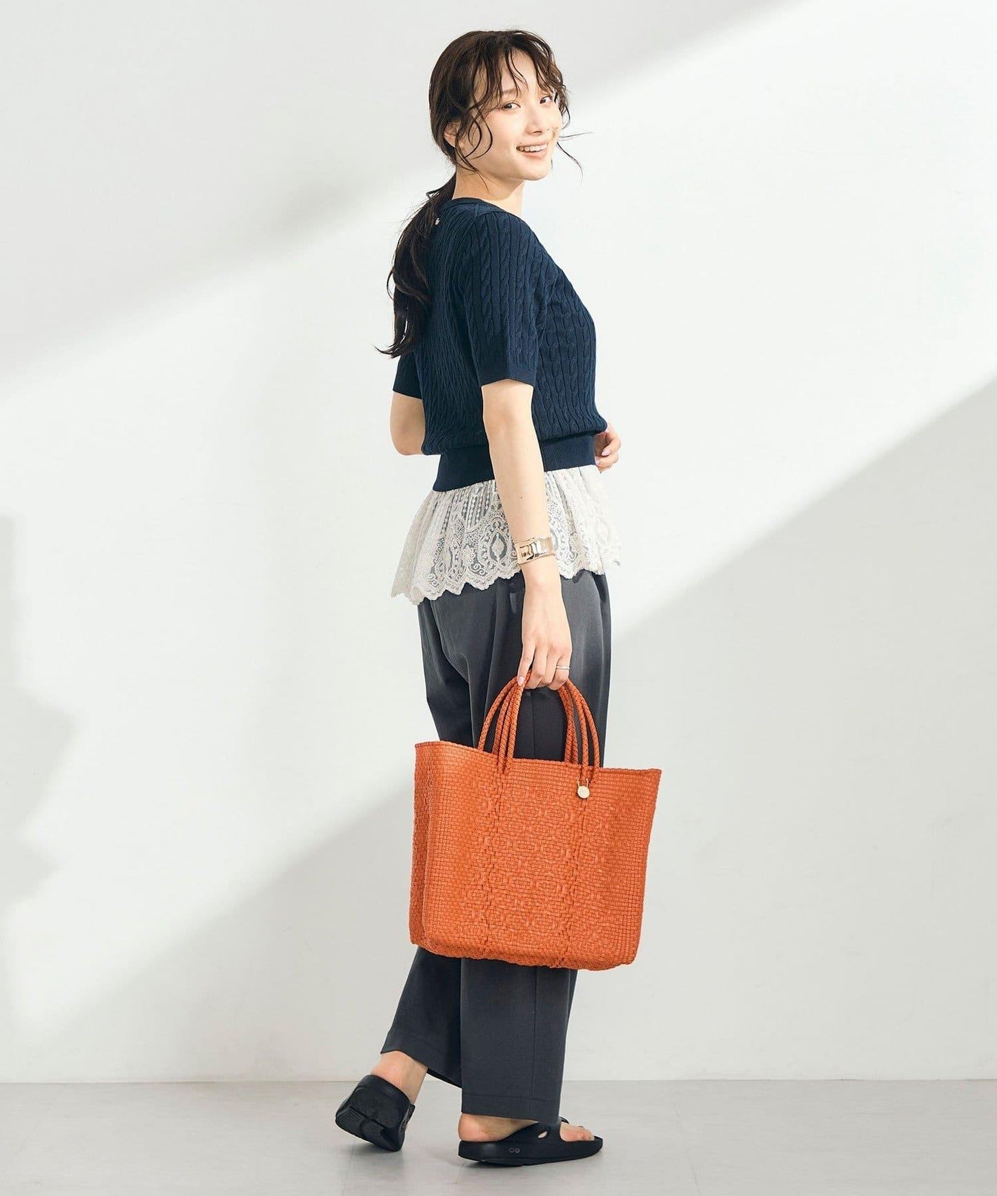 FR刺繡麻花紋短袖套頭針織衫（網絡限定・人氣系列）