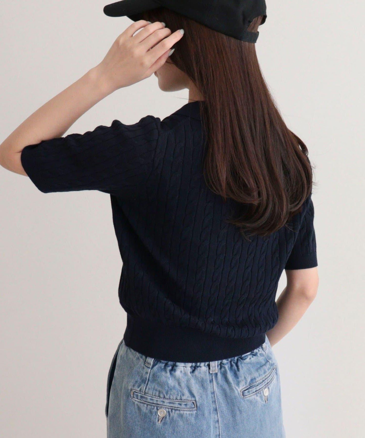 FR刺繡 麻花紋 短袖Polo領 針織套頭上衣