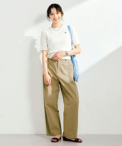 FR刺繡麻花紋短袖套頭針織衫（網絡限定・人氣系列）