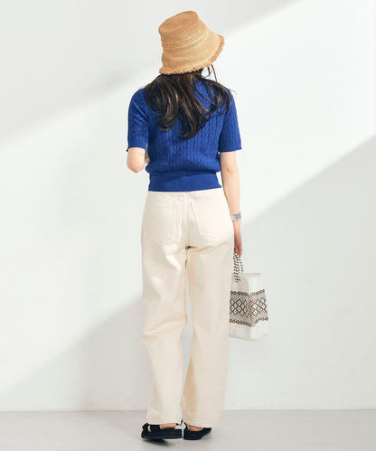 FR刺繡麻花紋短袖套頭針織衫（網絡限定・人氣系列）