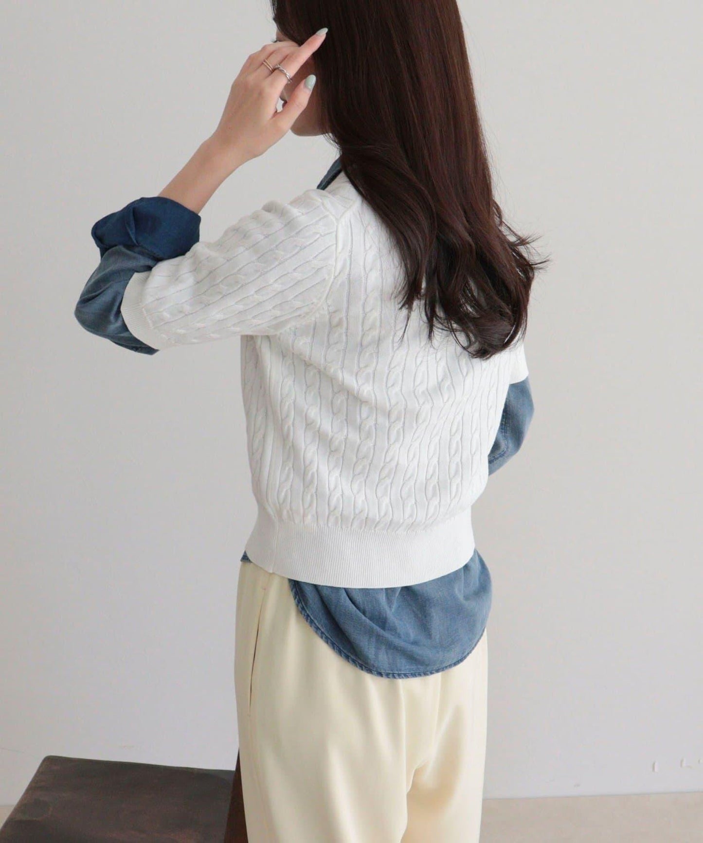 FR刺繡 麻花紋 短袖Polo領 針織套頭上衣