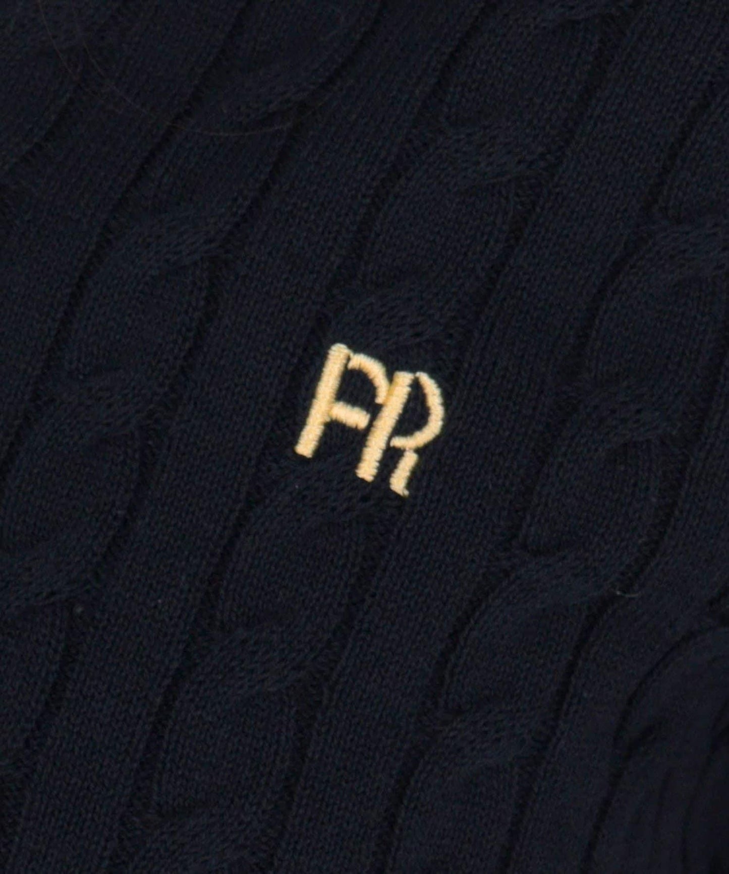 FR刺繡 麻花紋 短袖Polo領 針織套頭上衣