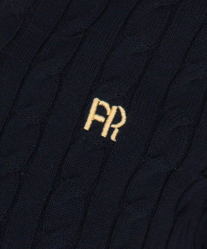 FR刺繡 麻花紋 短袖Polo領 針織套頭上衣