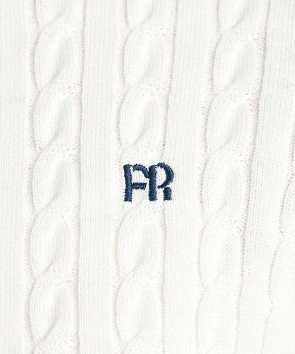 FR刺繡 麻花紋 短袖 針織開衫