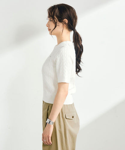 FR刺繡麻花紋短袖套頭針織衫（網絡限定・人氣系列）