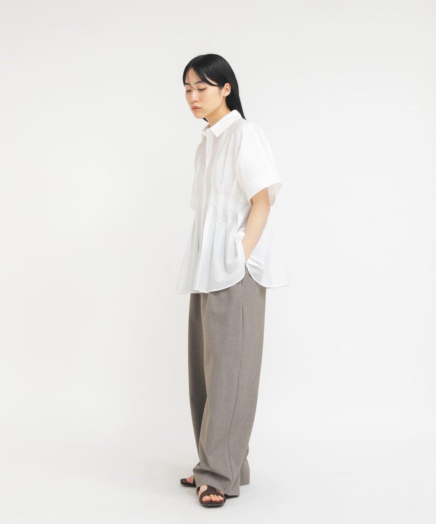 腰部褶 蝙蝠袖 襯衫