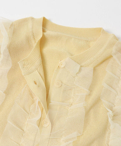 可水洗 網紗荷葉邊 針織背心