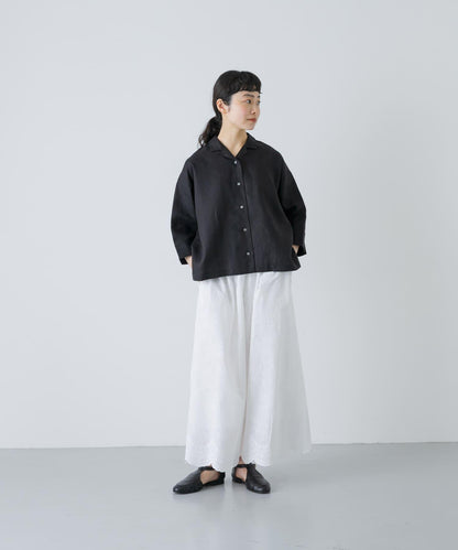 亞麻短袖開領襯衫