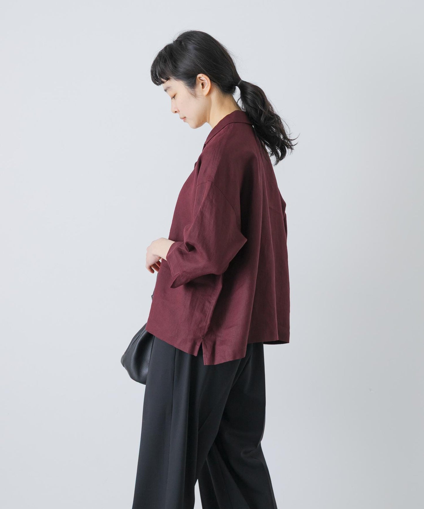 亞麻短袖開領襯衫