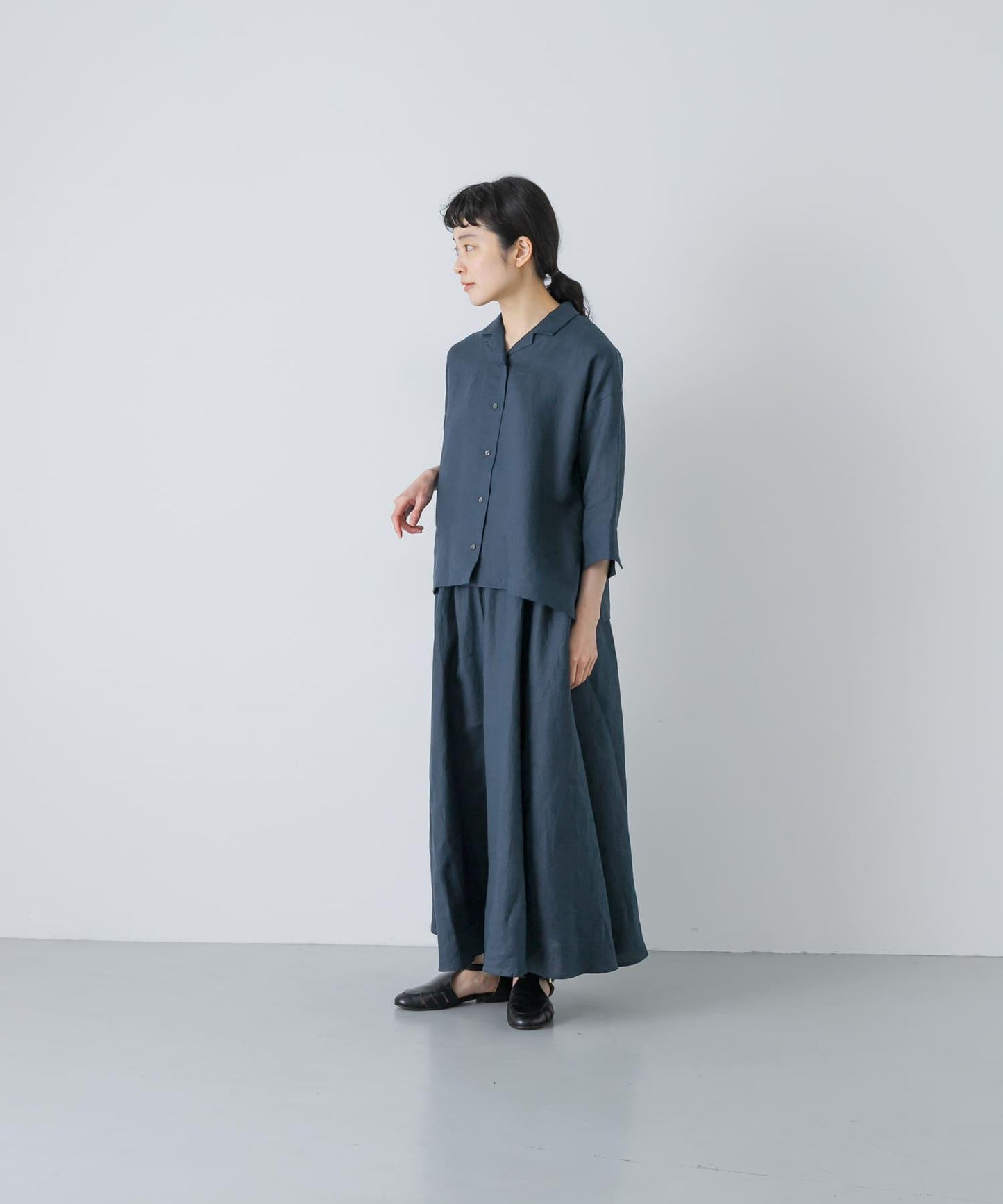 亞麻短袖開領襯衫