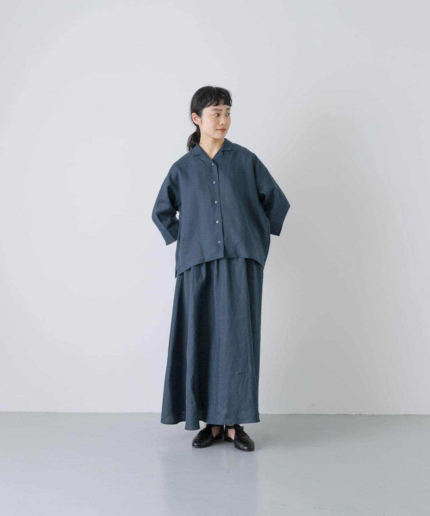 亞麻短袖開領襯衫