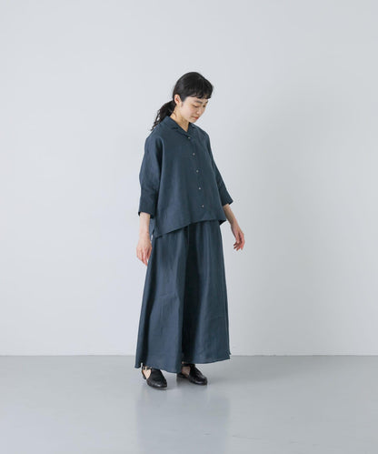 亞麻短袖開領襯衫