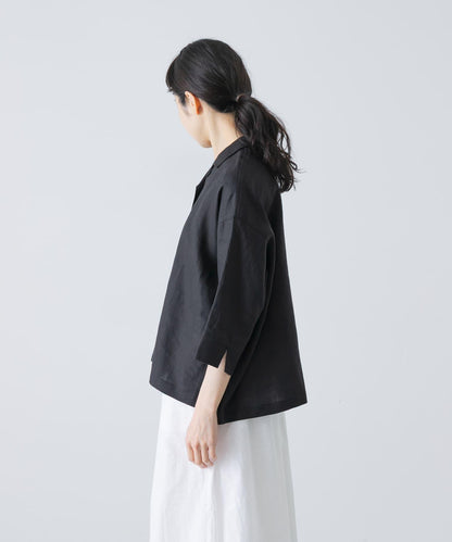 亞麻短袖開領襯衫