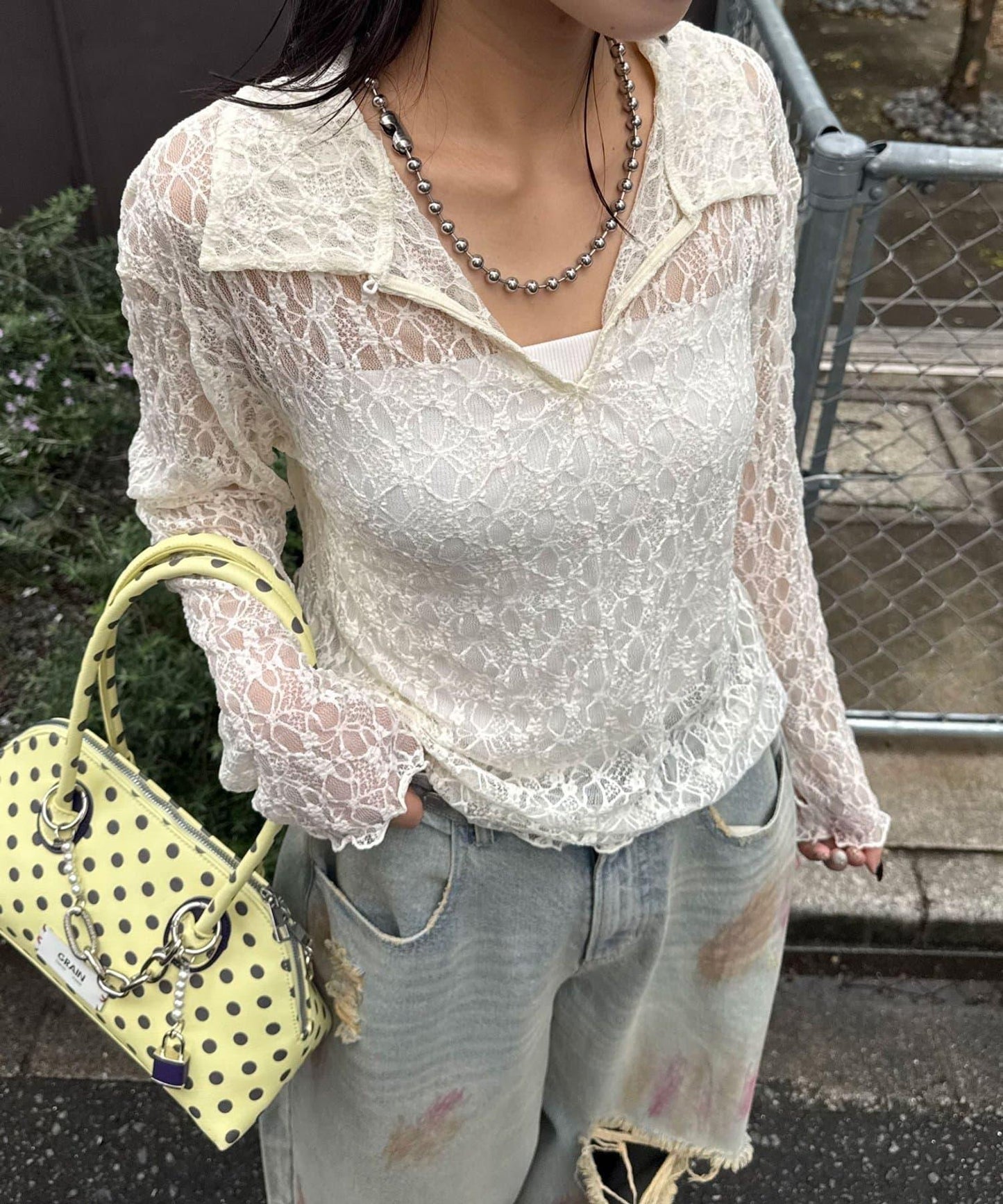 2WAY彈力蕾絲上衣