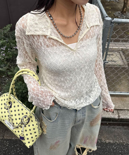 2WAY彈力蕾絲上衣