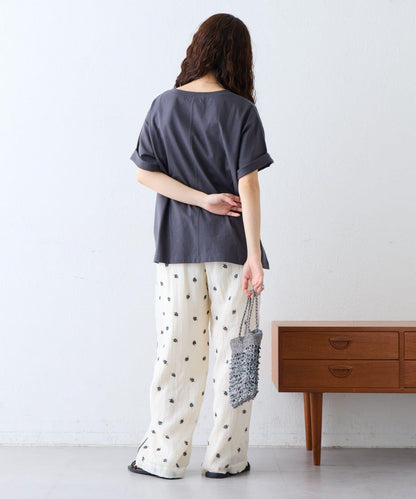 楊柳花卉刺繡休閒褲