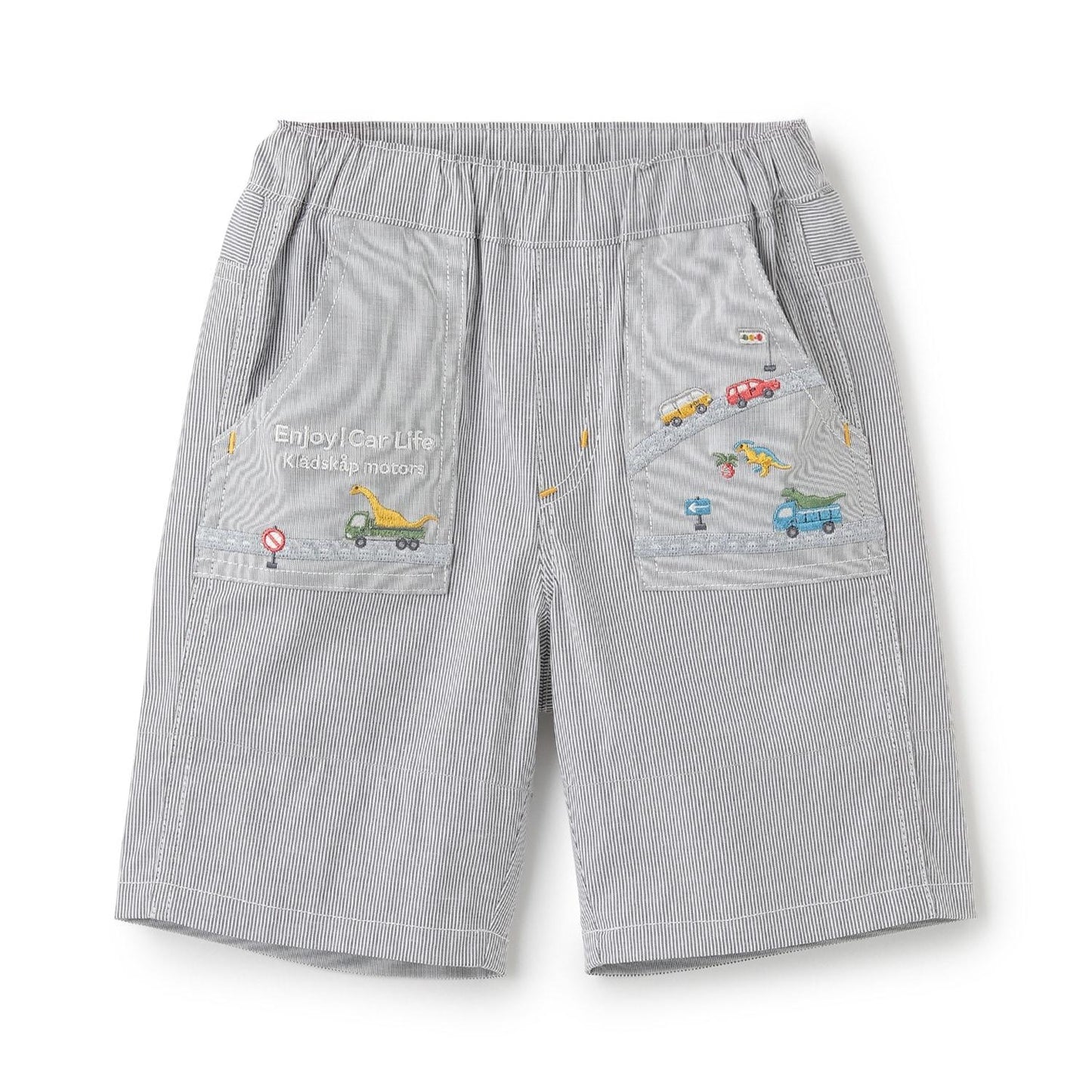 交通工具刺繡 五分丈短褲