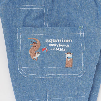 水族館刺繡 五分褲