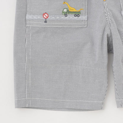 交通工具刺繡 五分丈短褲