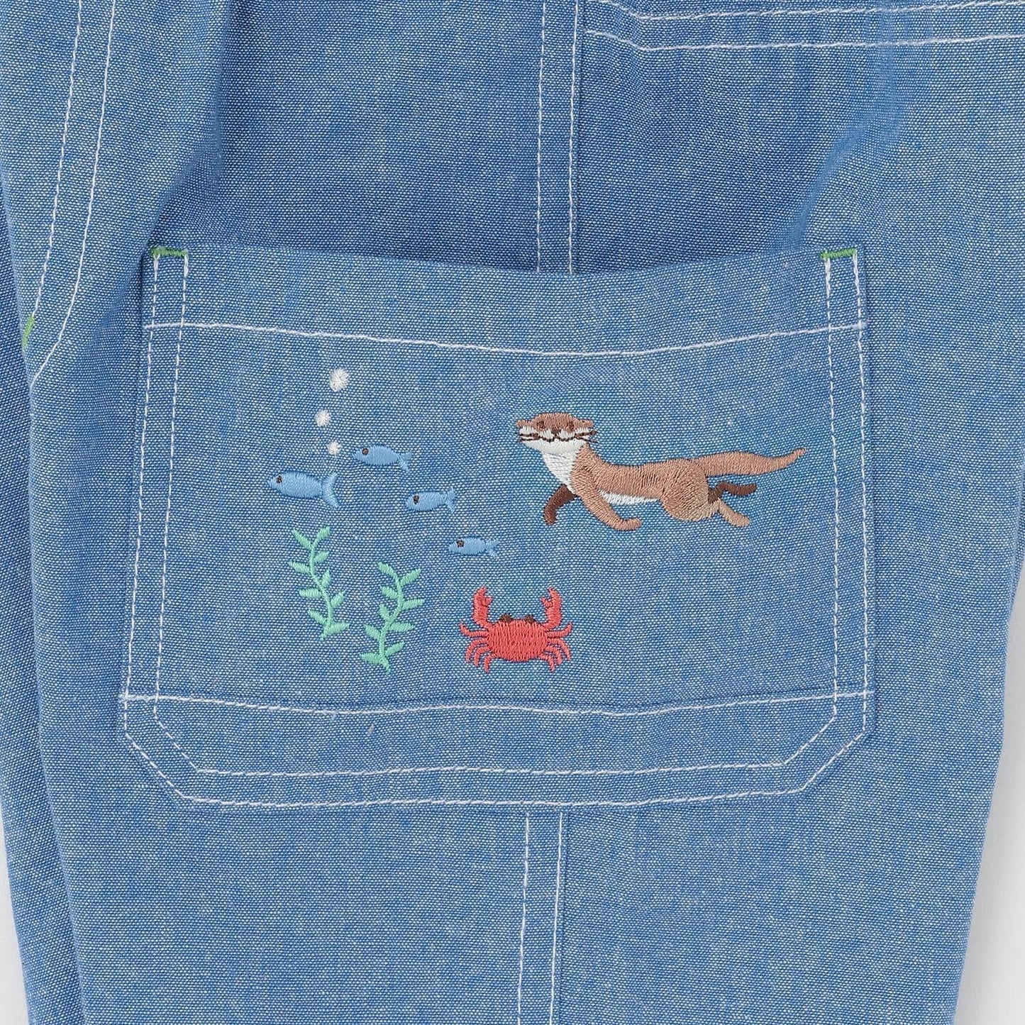 水族館刺繡 五分褲