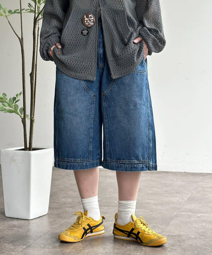 雙膝設計 denim Quarter 褲
