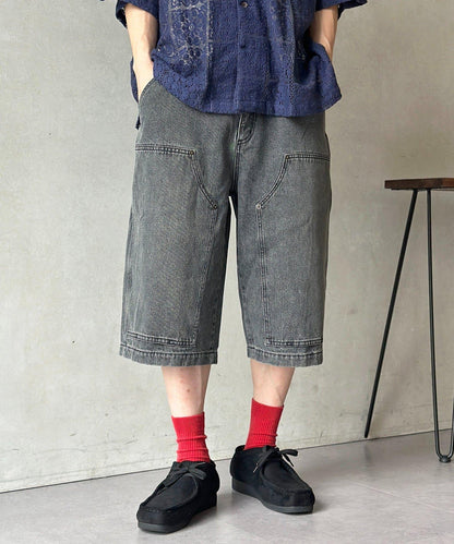 雙膝設計 denim Quarter 褲