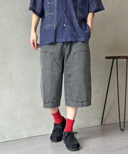 雙膝設計 denim Quarter 褲
